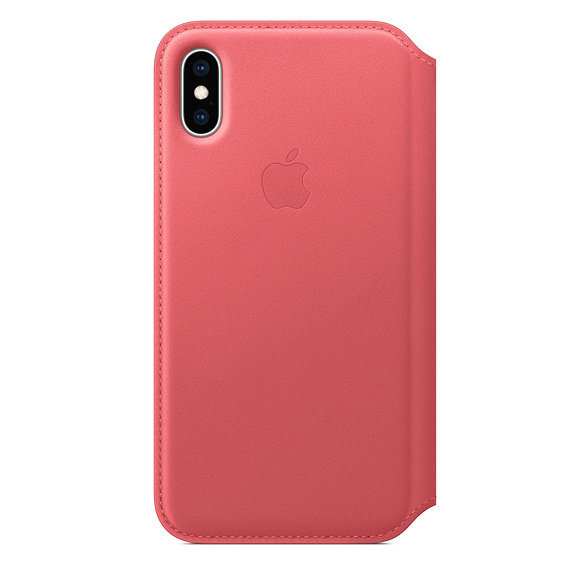 iPhone XS Leather Folio - Peony Pink