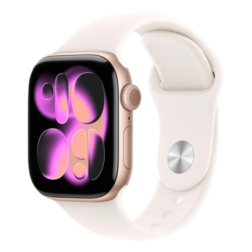 Apple Watch Series 11 GPS, 42mm Rose Gold Aluminum Case with Light Blush Sport Band (S/M) (MEU04)