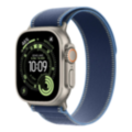 Apple Watch Ultra 3 GPS + LTE, 49mm Natural Titanium Case with Blue/Bright Blue Trail Loop - M/L (MEWU4)