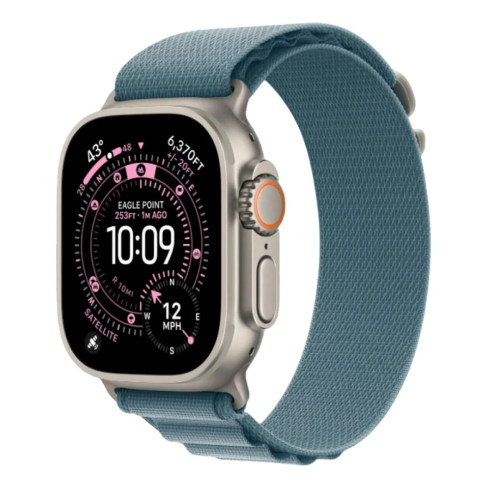 астереження Apple Watch Ultra 3 GPS + LTE, 49mm Natural Titanium Case with Light Blue Alpine Loop - Medium (MEWM4)